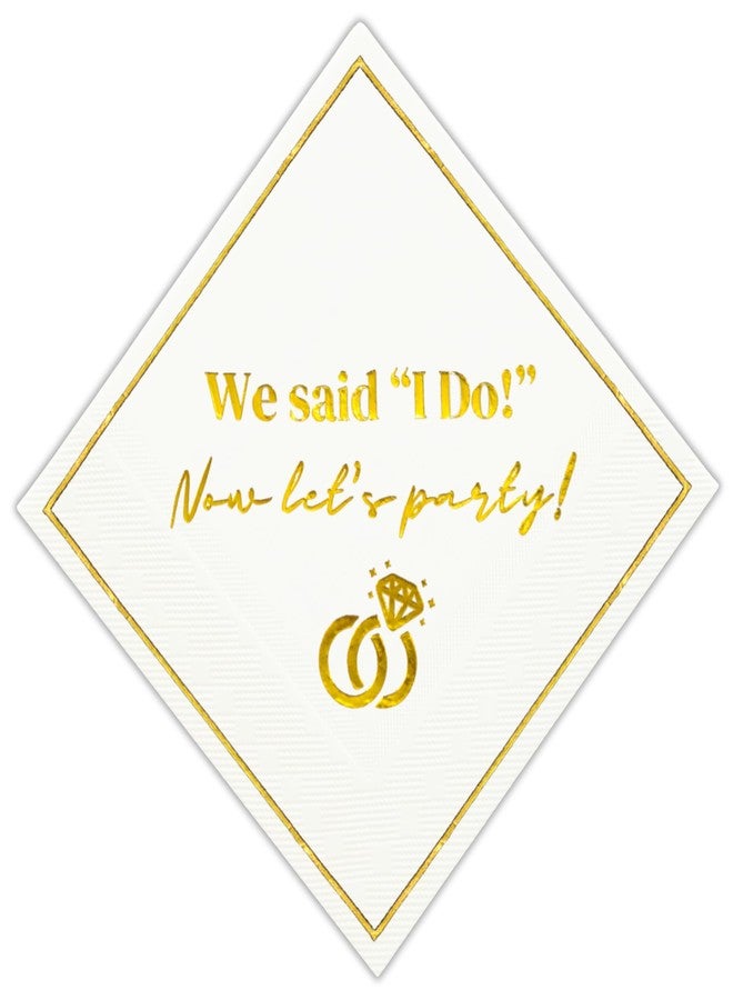Cloverjoyed Wedding Cocktail Napkins, Elegant Gold Decorations for Weddings, Disposable Paper Napkin for Reception, Bar, After Party, Dessert Table, 50 Pack - Image 1